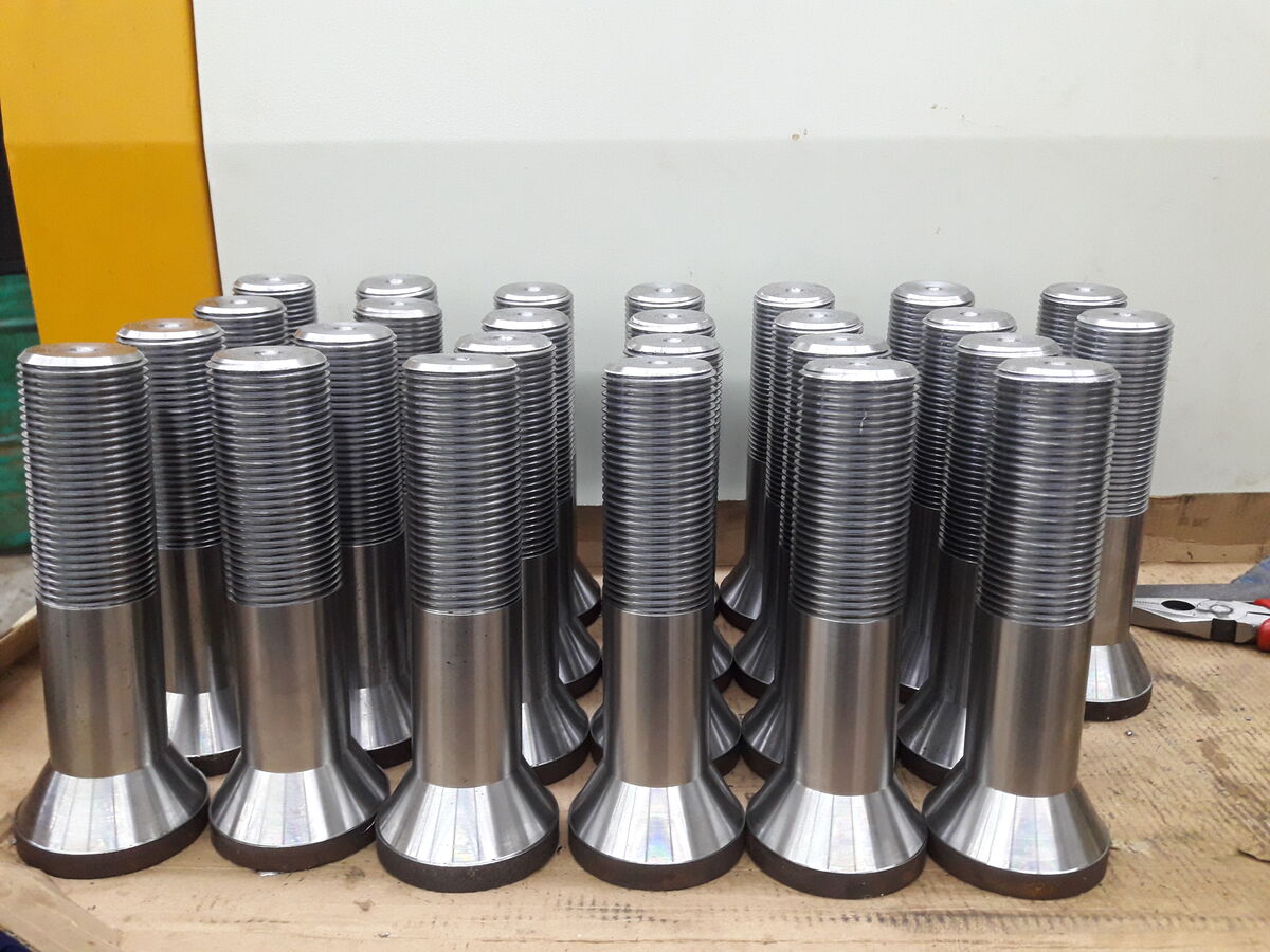 Batch of large machined countersunk pins